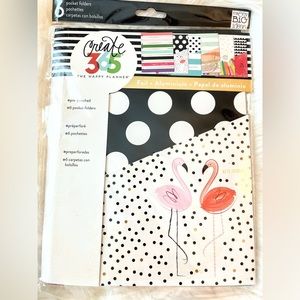 The Happly Planner Pink Flamingo Pocket Folders Set of 6 NIP